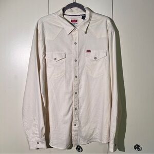 Wrangler Men's Off-White/Cream Western Button-Down Shirt - Like New - Size XL
